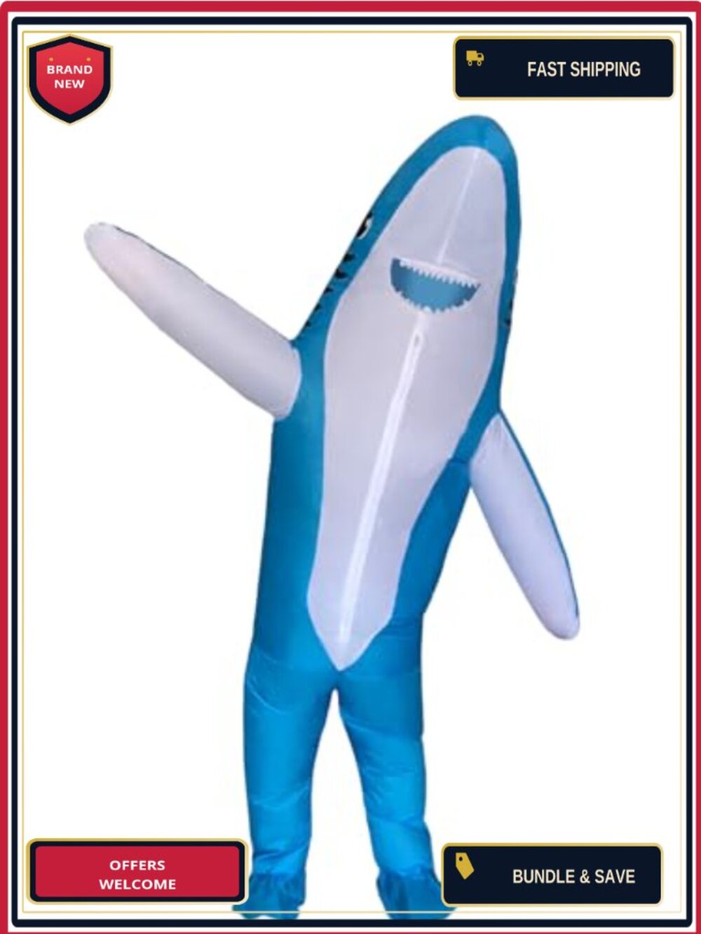 Adult Inflatable Shark Costume Funny Halloween Party Polyester